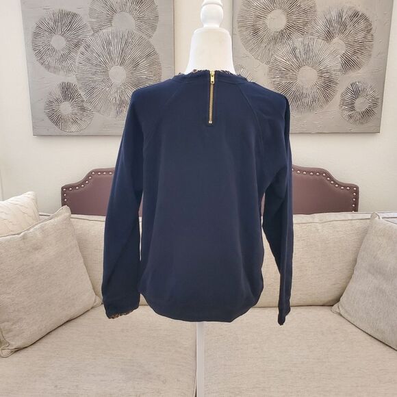 🌹 J. CREW 🌹 Woven Ruffleneck Leopard Print Pullover sweatshirt - [XL, Black] - Picture 6 of 10